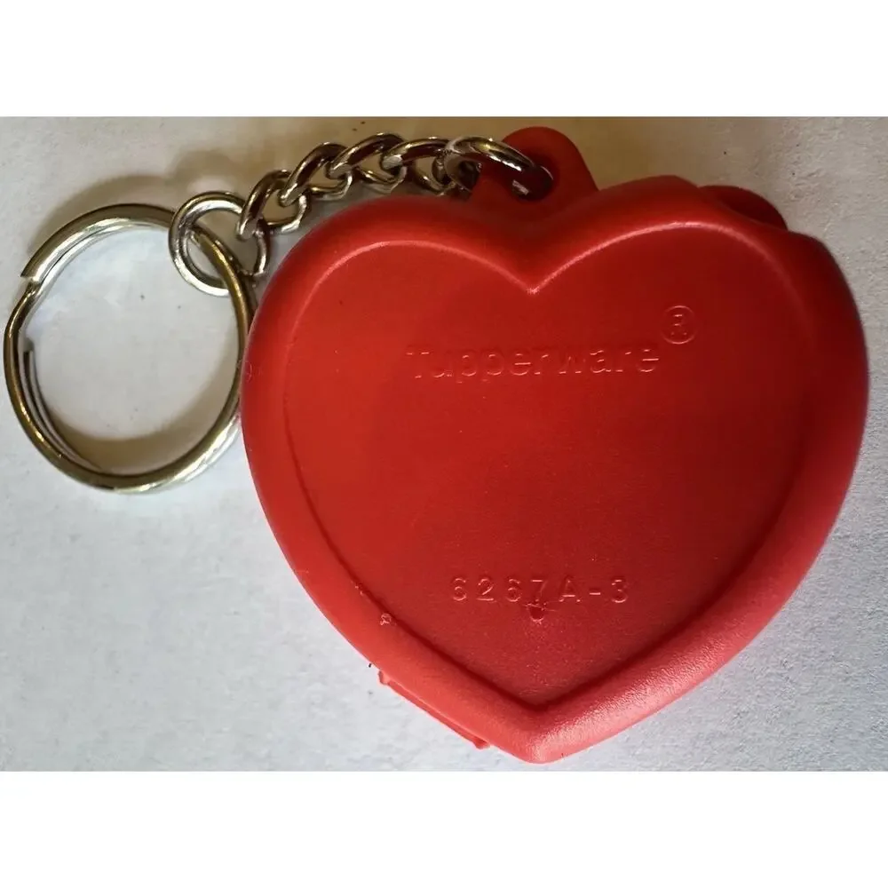 Vintage Tupperware Mini Container Keychains Orange Bowl Red Heart 1970- 1989